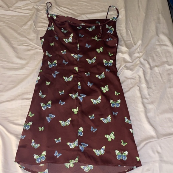 Butterfly Print Silk Slip Dress - Picture 2 of 2